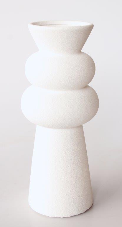 Tall White Ceramic Shaped Vase